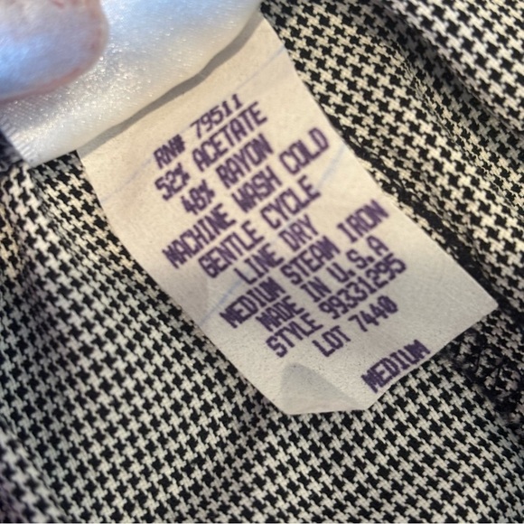 VINTAGE STEPHANIE PARKS‎ High Waist Black & White Pattern Mom Pants 90s Medium - Picture 10 of 15